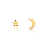 Gold Linda Tahija star and moon stud earrings made of hypoallergenic metal, featuring celestial designs for everyday wear.