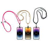 Adjustable isAlbi phone lanyard in assorted colors with clip and strap, designed for secure smartphone carrying.