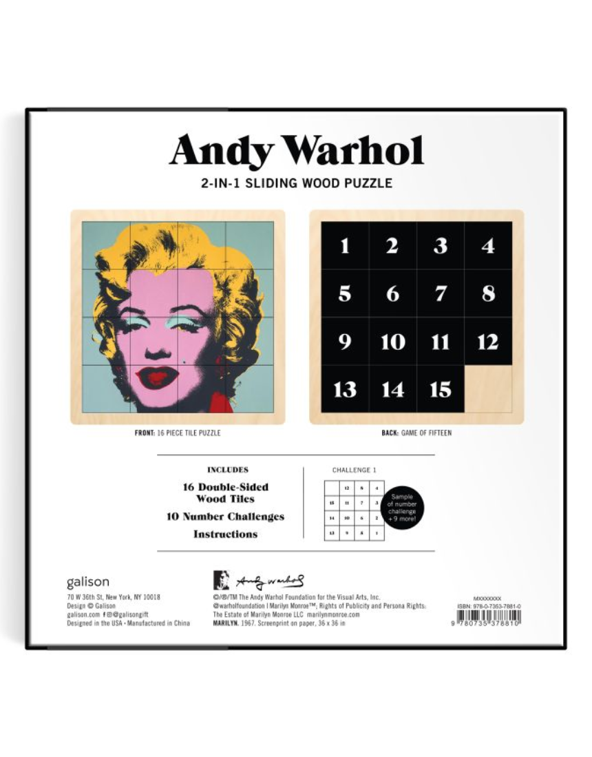 Andy Warhol Marilyn 2 in 1 Wooden Puzzle, , Isgift - Say It Sister