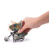 Colorful IS Gift Dino Bike toy with bright red, green, and yellow details, designed for young children learning to ride.
