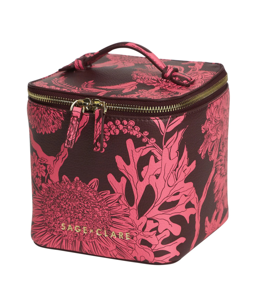 Sage X Clare - Delphine Small Vanity Case - Garnet, Cosmetic & Toiletry Bags, Sage x Clare - Say It Sister