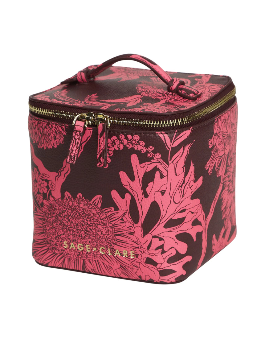 Sage X Clare - Delphine Small Vanity Case - Garnet, Cosmetic & Toiletry Bags, Sage x Clare - Say It Sister