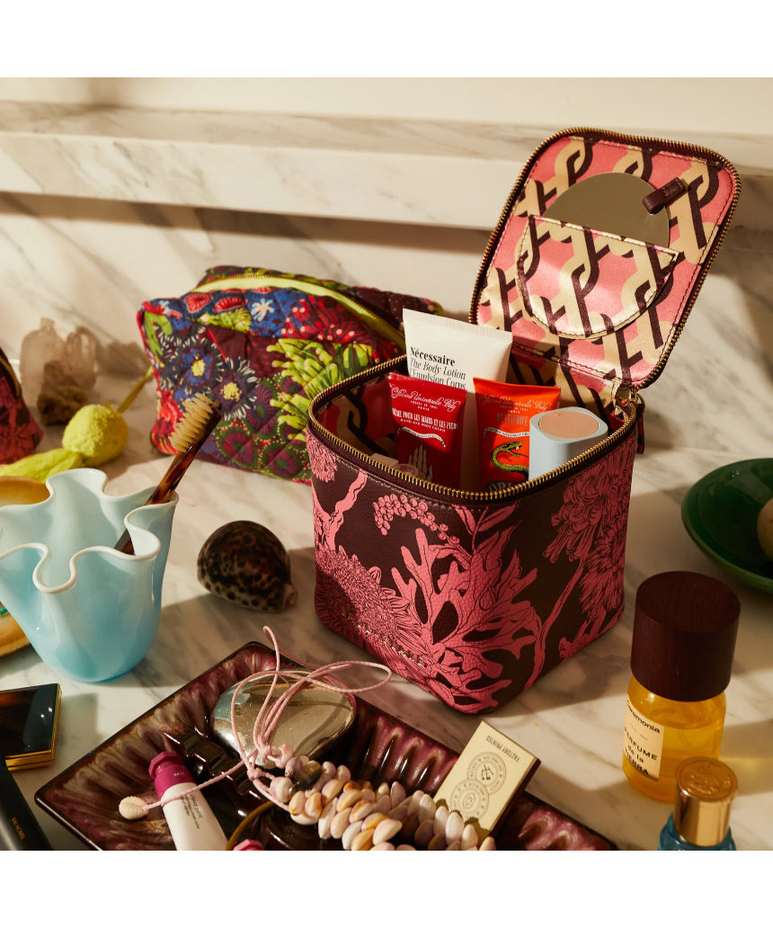 Sage X Clare - Delphine Small Vanity Case - Garnet, Cosmetic & Toiletry Bags, Sage x Clare - Say It Sister