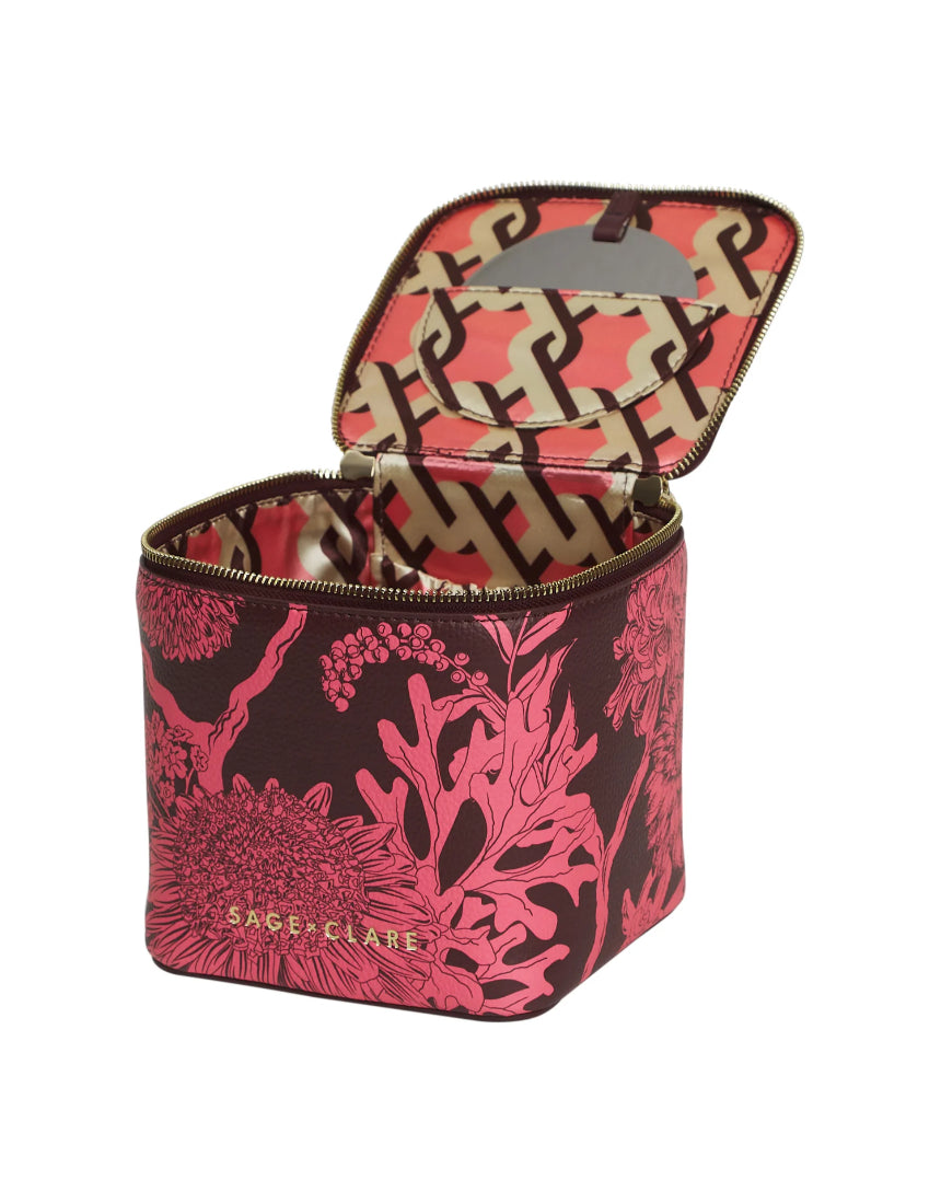 Sage X Clare - Delphine Small Vanity Case - Garnet, Cosmetic & Toiletry Bags, Sage x Clare - Say It Sister