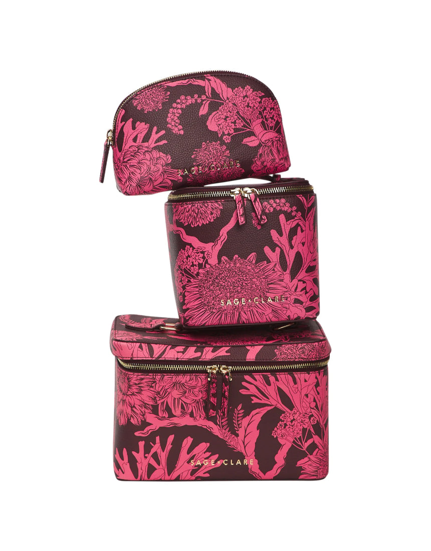 Sage X Clare - Delphine Small Vanity Case - Garnet, Cosmetic & Toiletry Bags, Sage x Clare - Say It Sister