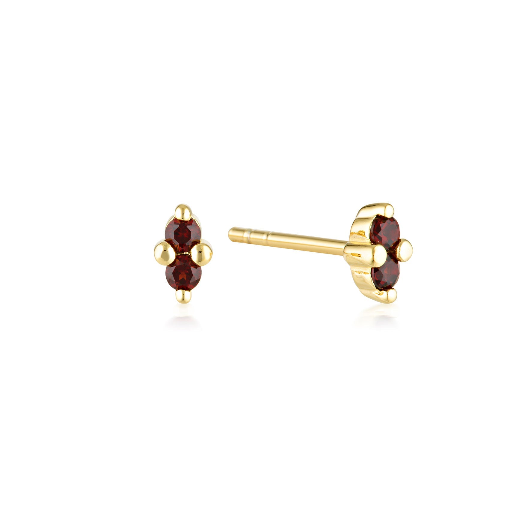 Linda Tahija Birthstone Stud Earrings in Gold, January - Garnet