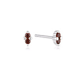 Linda Tahija Birthstone Stud Earrings in Silver, January - Garnet