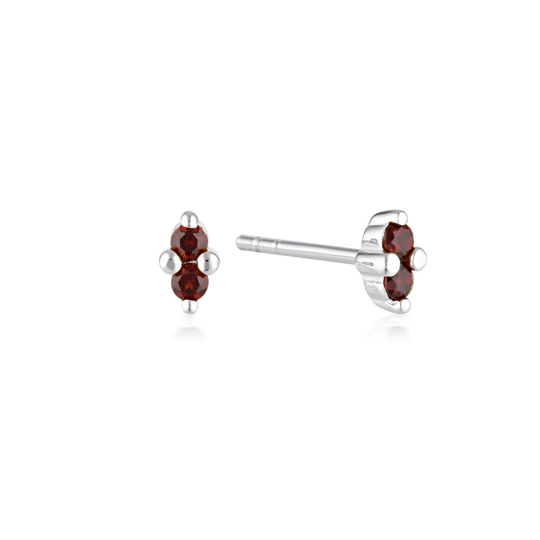Linda Tahija Birthstone Stud Earrings in Silver, January - Garnet