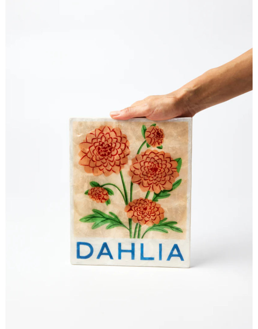 Jones & Co Market Wall Art featuring vibrant dahlia floral design framed for wall display