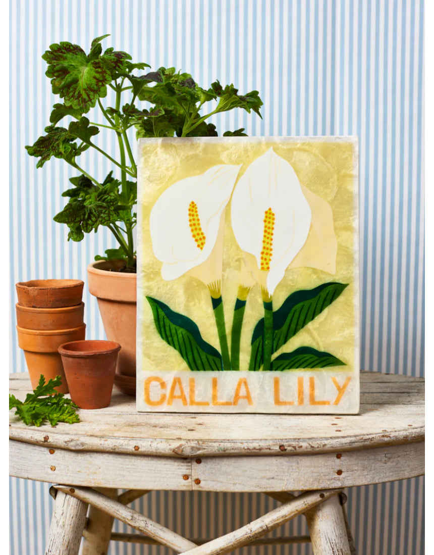 Jones & Co Market Wall Art featuring a beautiful lily floral design in vibrant colors on a textured background.
