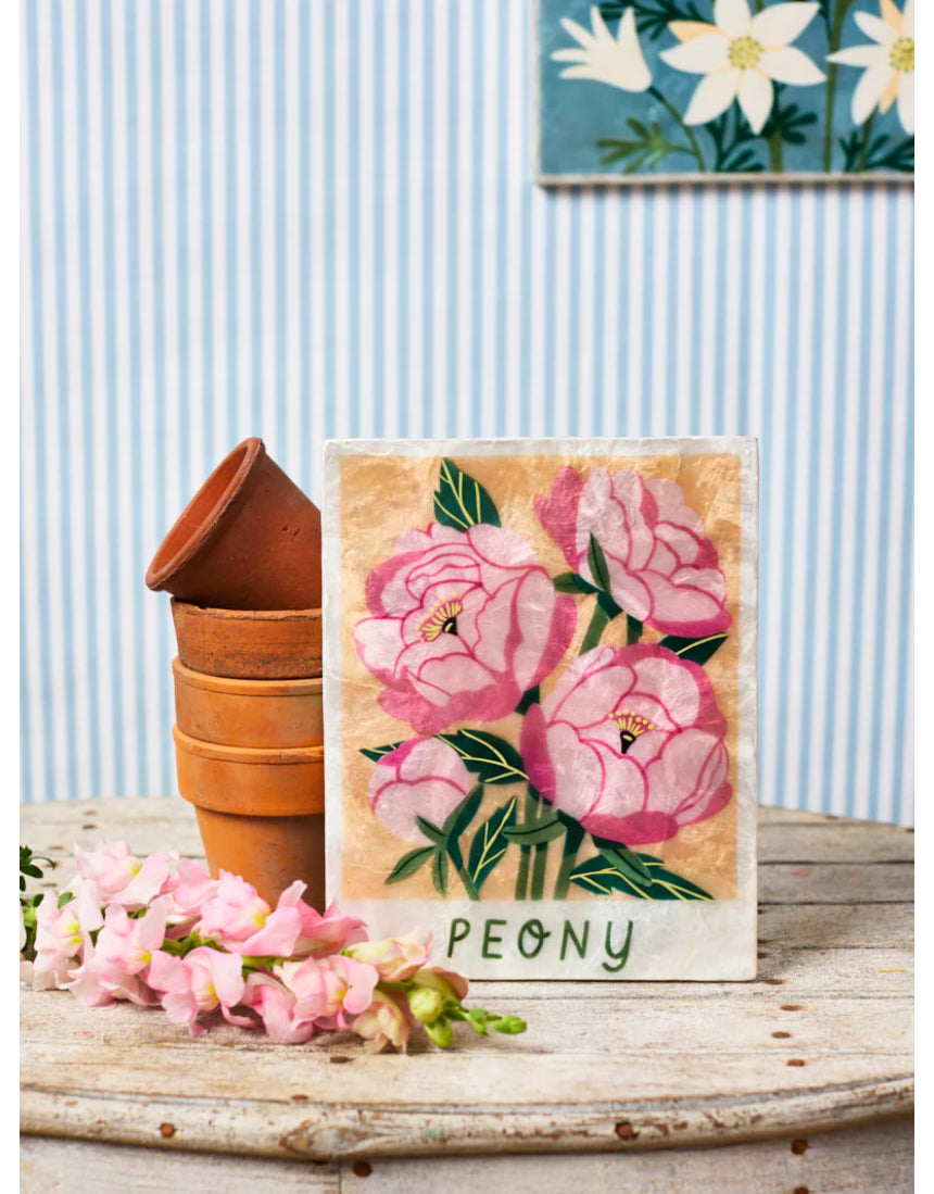 Jones & Co Market Wall Art featuring a vibrant peony flower in a stylish floral print for home decor.