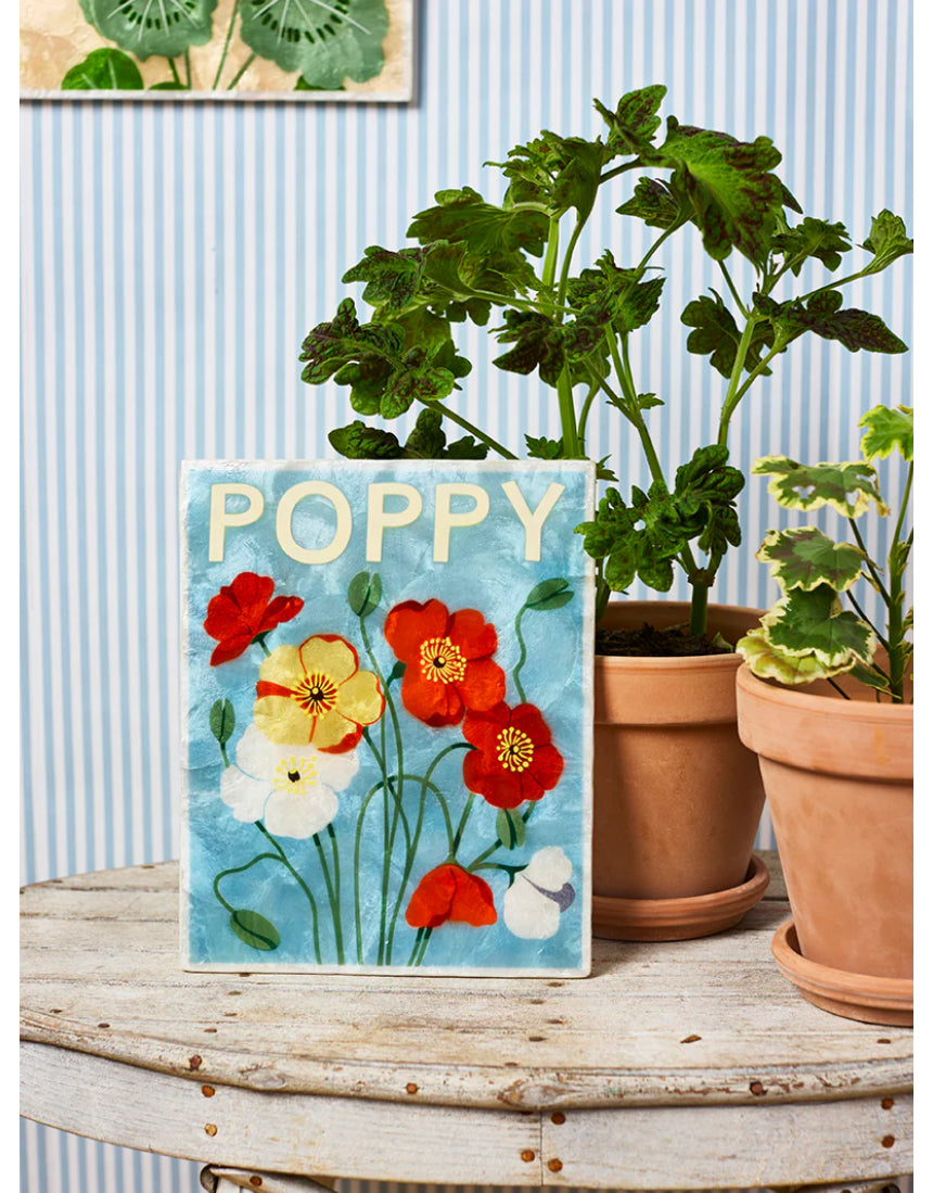Jones & Co Market Wall Art featuring vibrant poppy flower illustration on a neutral background, perfect for home decor.