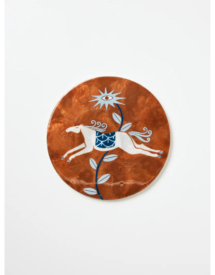 Jones & Co Paloma Wall Art featuring a circular horse design, modern wall decor with elegant, artistic horse illustration.