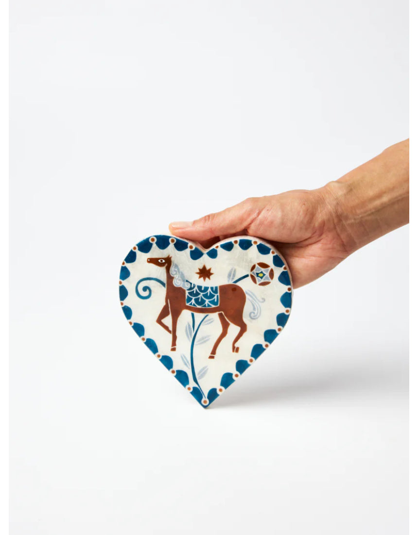 Jones & Co Paloma Wall Art featuring a white horse heart design, decorative wall decor for living spaces.