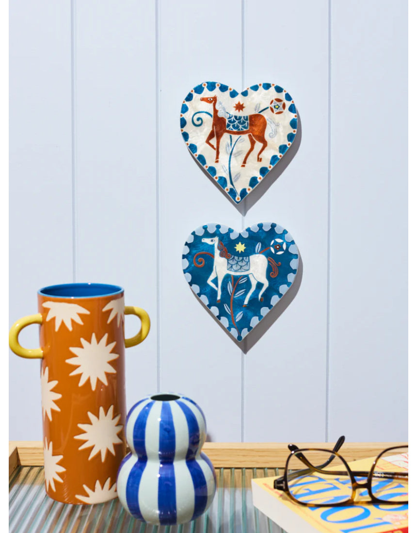 Jones & Co Paloma Wall Art featuring a white heart-shaped horse illustration on a neutral background.