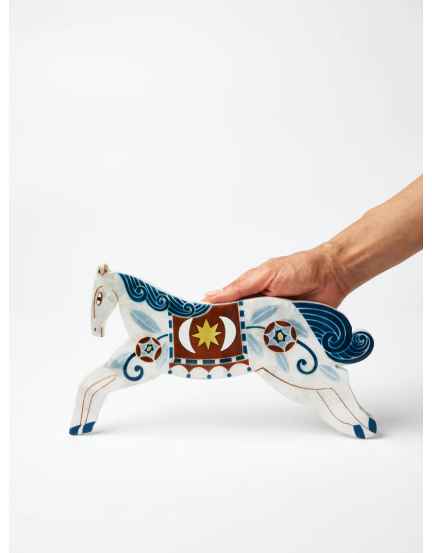 Jones & Co Paloma Wall Art featuring a minimalist white horse illustration on a neutral background.