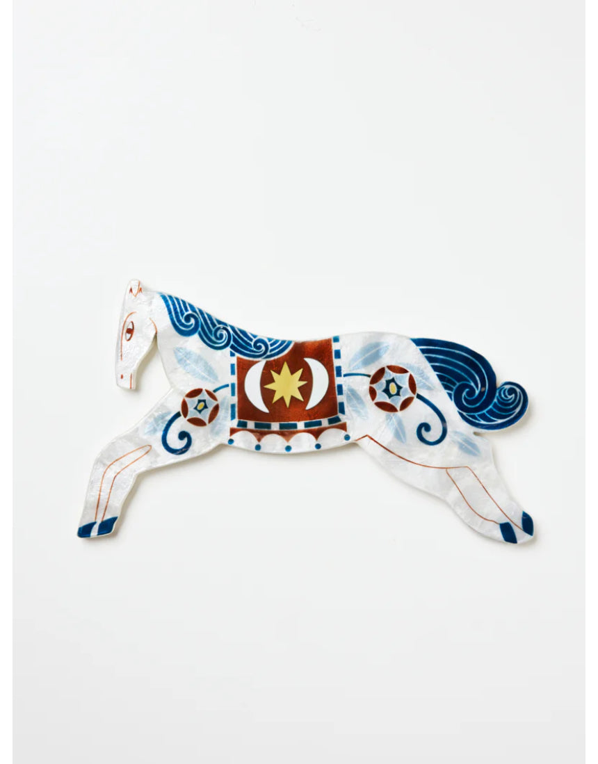Jones & Co Paloma Wall Art featuring a white horse silhouette on a neutral background.