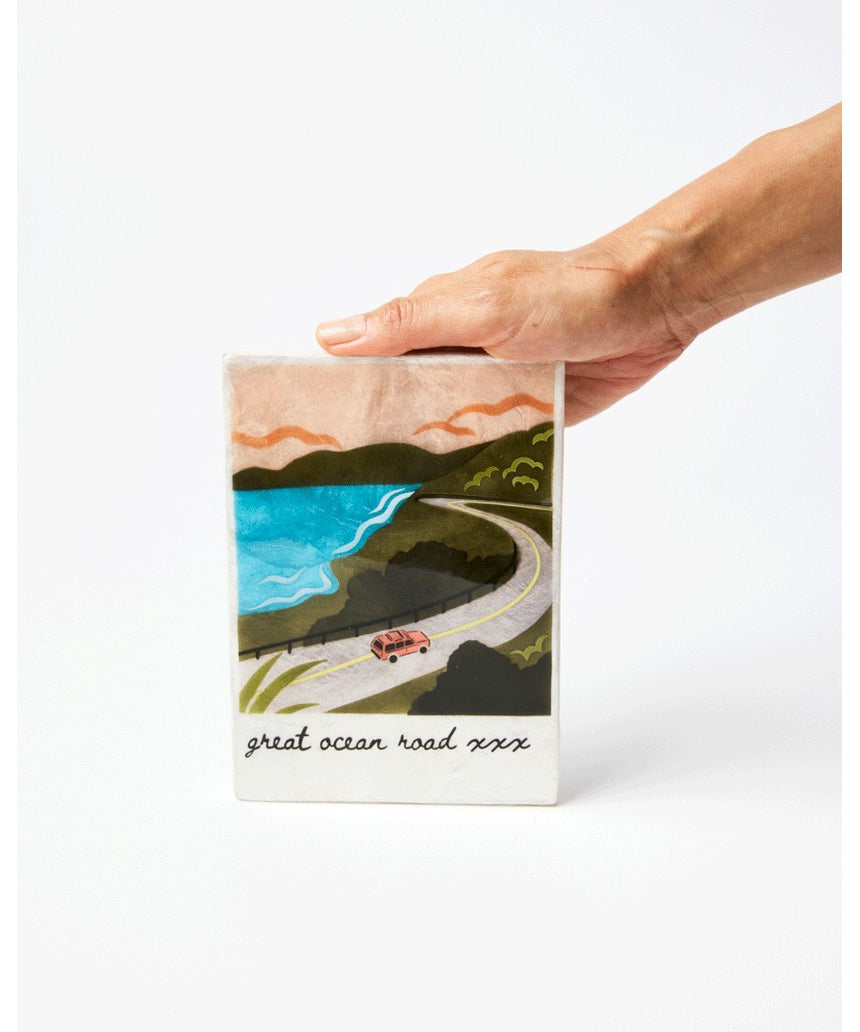 Jones & Co Snapshot Tile Great Ocean wall art featuring a vibrant ocean scene in a decorative tile design
