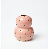 Jones & Co Fonda Vase in pink and green dotty design, showcasing a stylish ceramic vase with colorful pattern.
