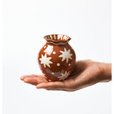 Jones & Co Paloma Vase Star Terra, ceramic decorative vase with a textured star pattern, in a modern earthy finish.