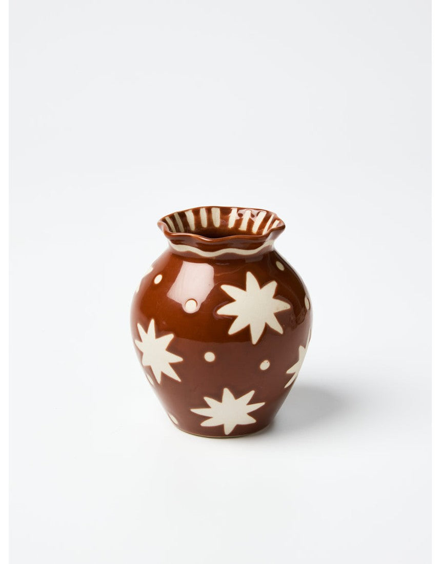 Jones & Co Paloma Vase in Star Terra finish, featuring a sleek ceramic design with a textured star pattern.