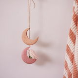 Pink Luna hanging vase by Jones & Co, featuring a modern ceramic design with a hanging loop for decorative floral displays.