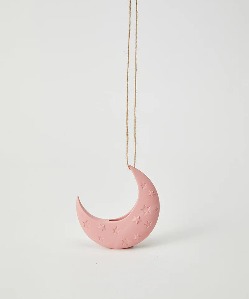 Pink Luna Hanging Vase by Jones & Co, showcasing a stylish ceramic vase with a hanging design and vibrant pink finish.