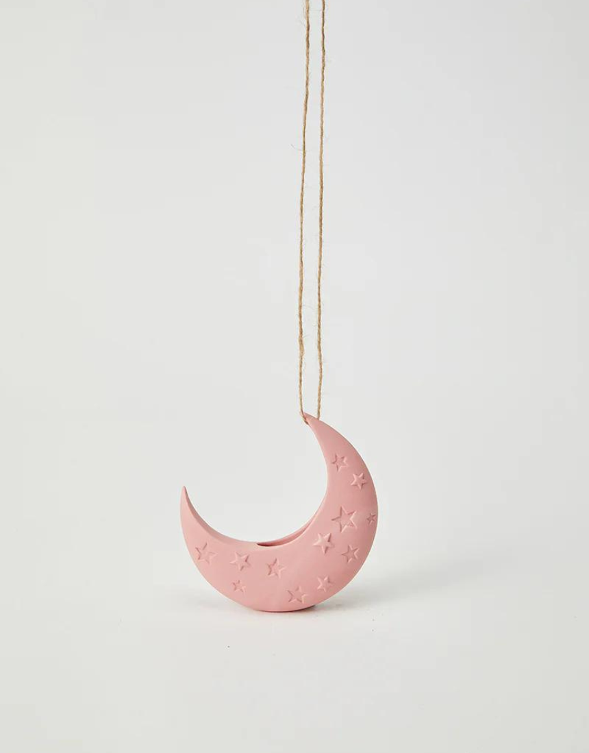 Pink Luna Hanging Vase by Jones & Co, showcasing a stylish ceramic vase with a hanging design and vibrant pink finish.