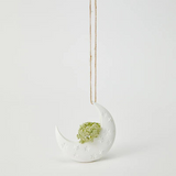 White Luna hanging vase by Jones & Co, featuring a sleek ceramic design perfect for wall decor or floral arrangements.