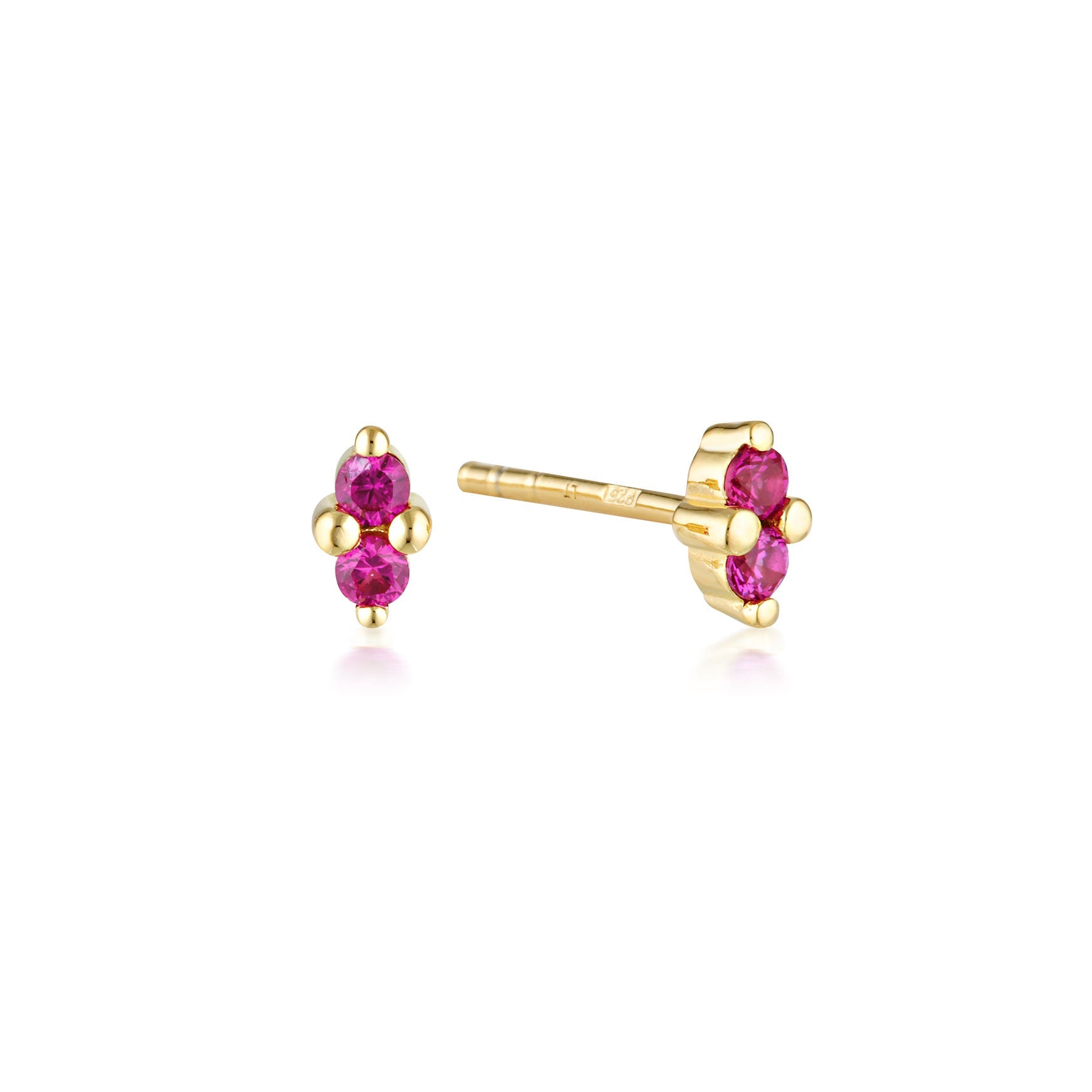 Linda Tahija Birthstone Stud Earrings in Gold, July - Created Ruby