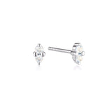 Linda Tahija Birthstone Stud Earrings in Silver, June - Moonstone