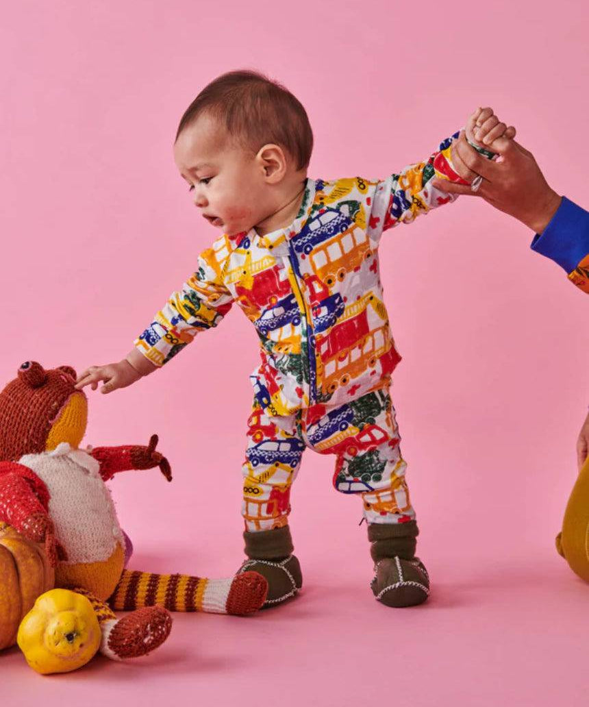 Kip & Co - Big Wheels Organic Long Sleeve Zip Romper, Romper, KIP & CO AUSTRALIA PTY LTD - Say It Sister
