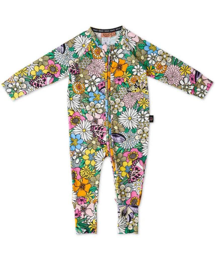 Kip & Co - Bliss Floral Organic Long Sleeve Zip Romper, Romper, KIP & CO AUSTRALIA PTY LTD - Say It Sister