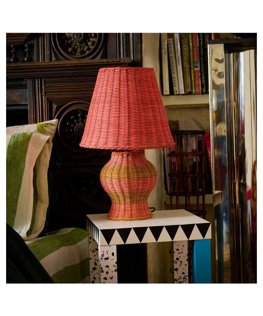 Kip & Co Guava Stripe Le Parisian Rattan Lamp, alternate view
