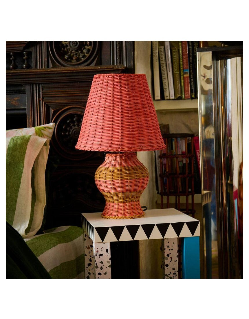 Kip & Co Guava Stripe Le Parisian Rattan Lamp, alternate view