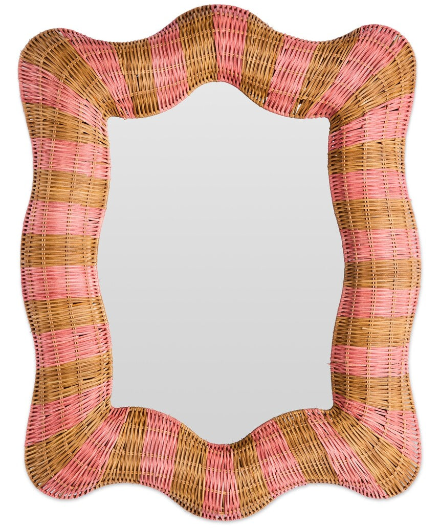 Kip & Co Guava Stripe Rattan Mirror