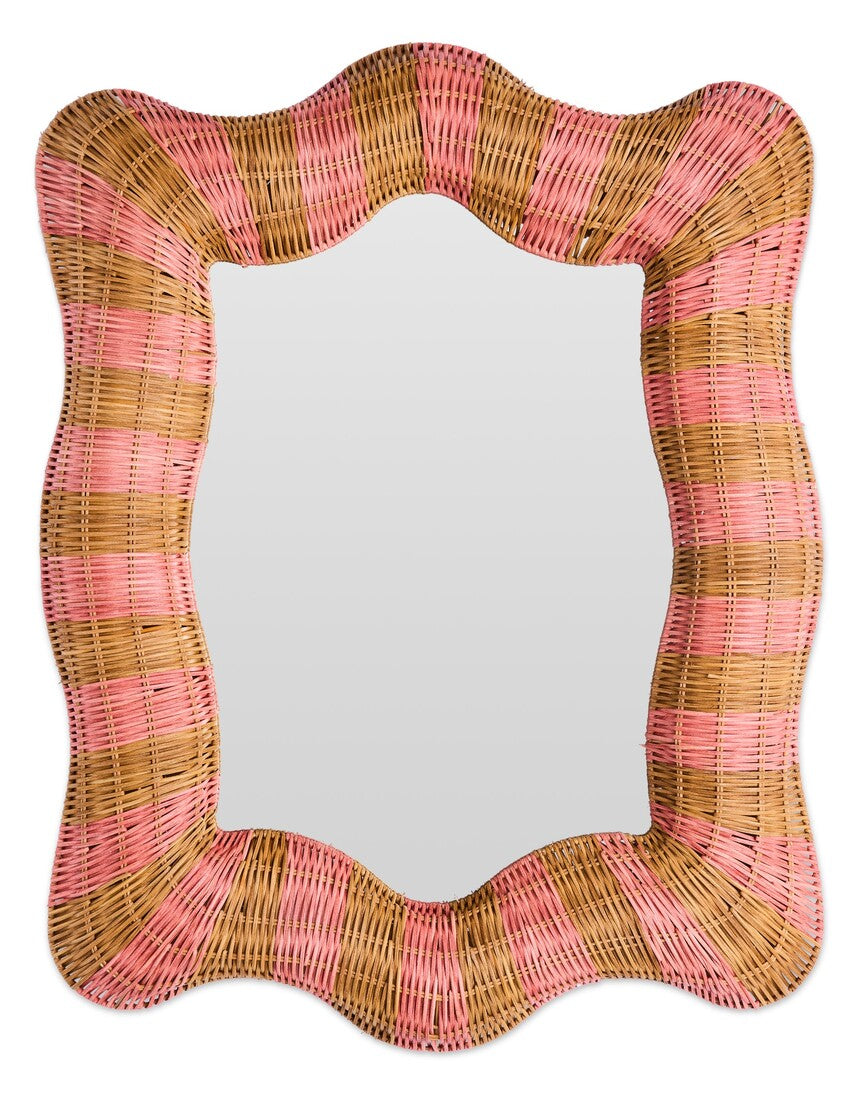 Kip & Co Guava Stripe Rattan Mirror