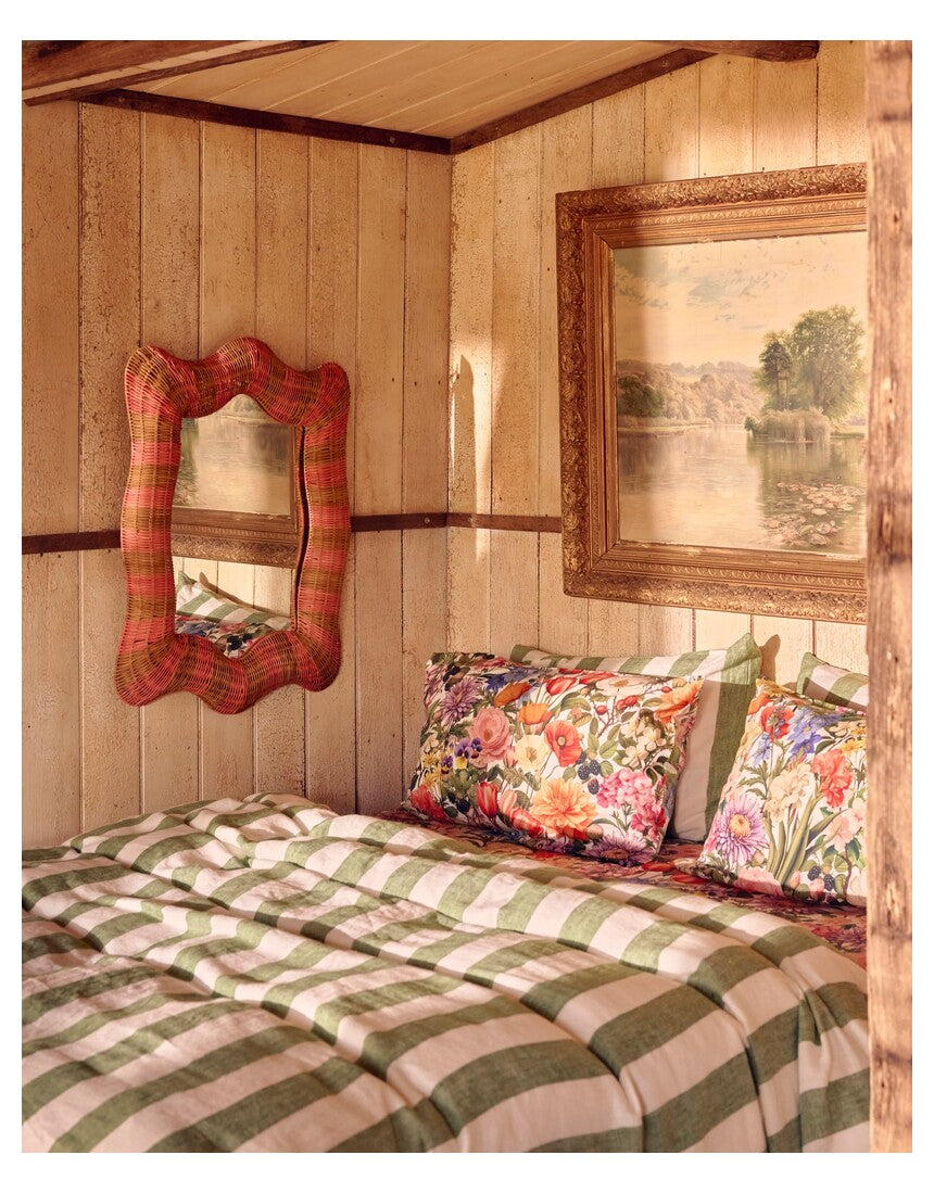 Kip & Co Guava Stripe Rattan Mirror, alternate view