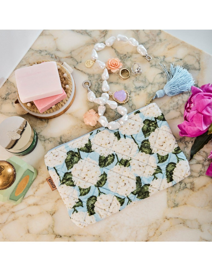 Kip&Co Velvet Cosmetics Purse Hydrangea Blue, image 2