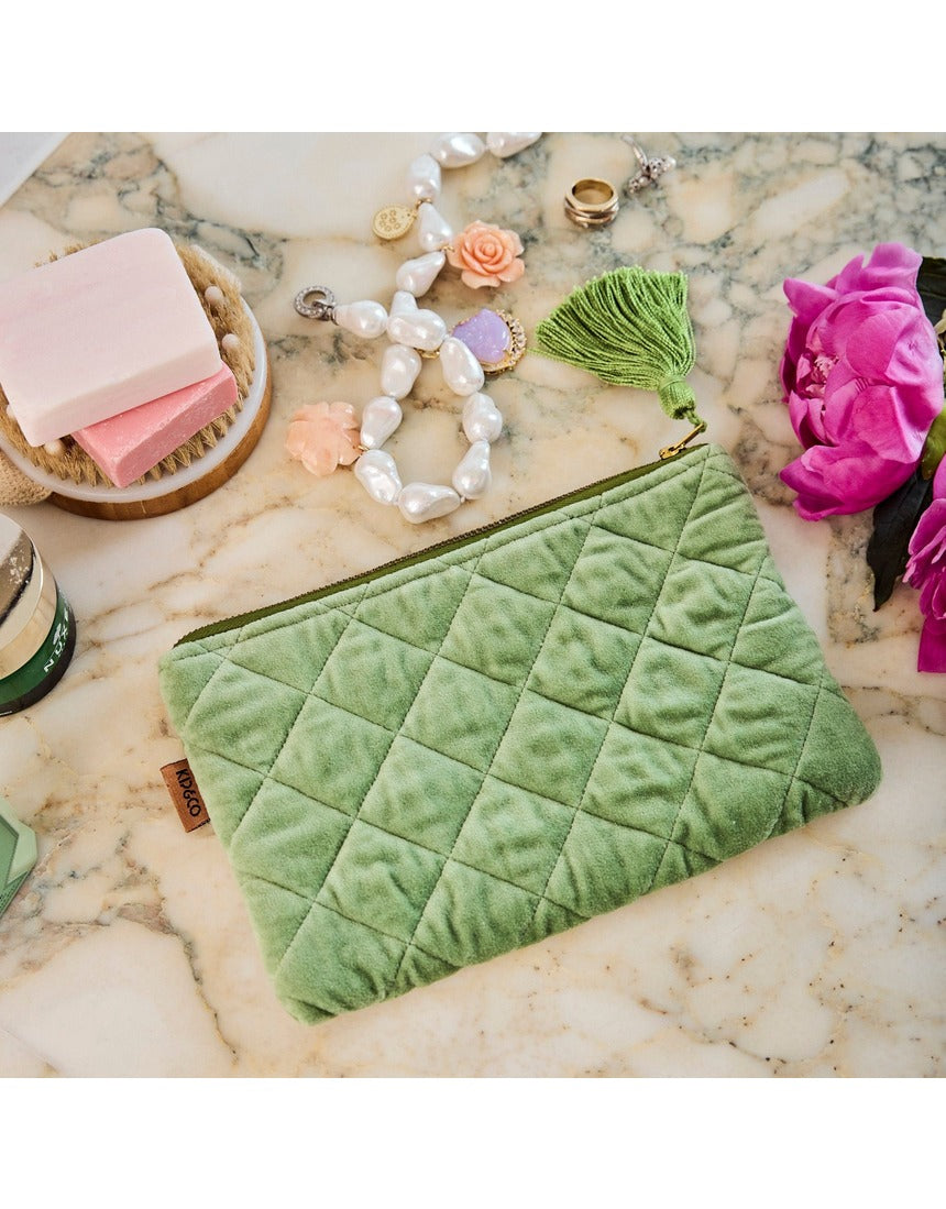 Kip&Co Velvet Cosmetics Purse Pesto, image 2