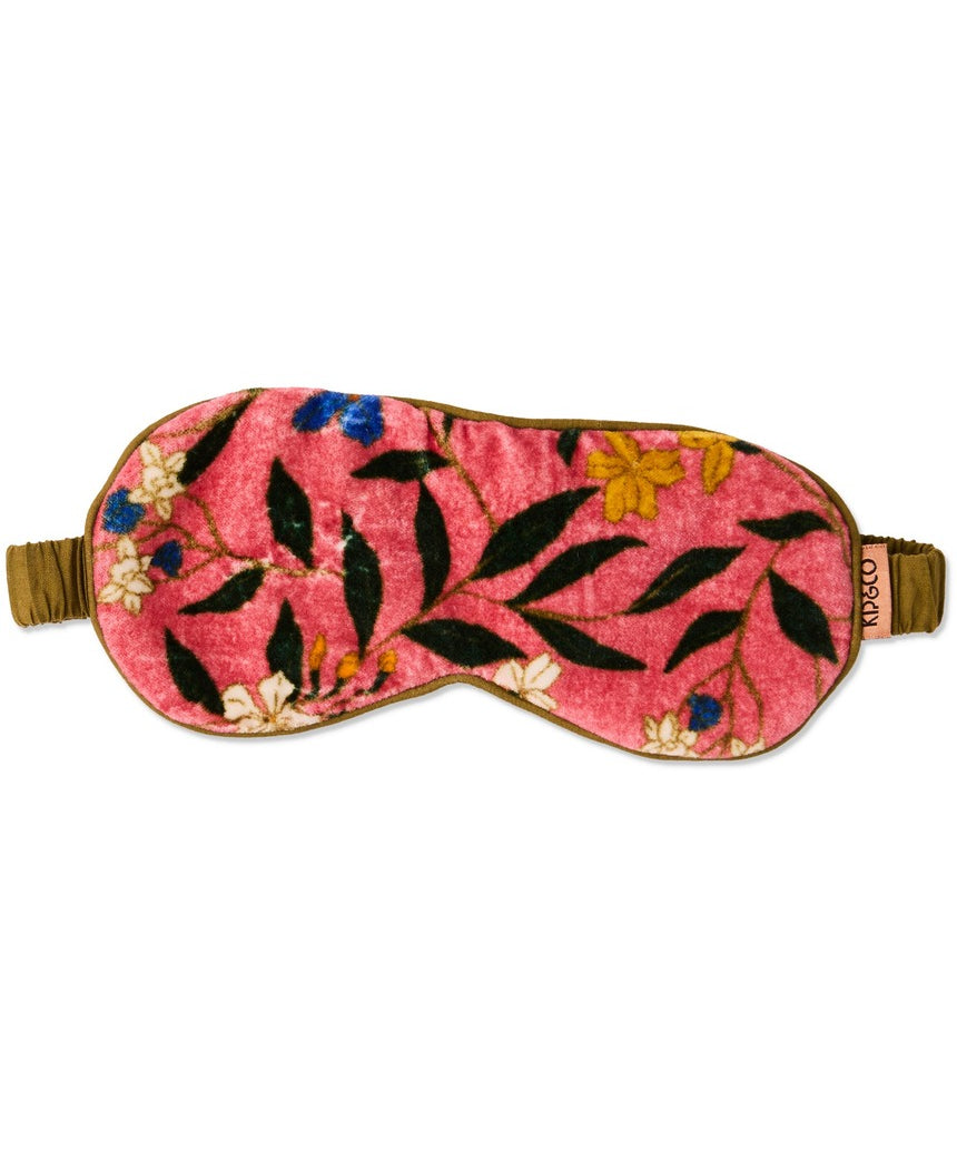 Kip&Co velvet eye mask in Canopy Rose with soft fabric and gentle elastic strap for comfortable sleep or relaxation.