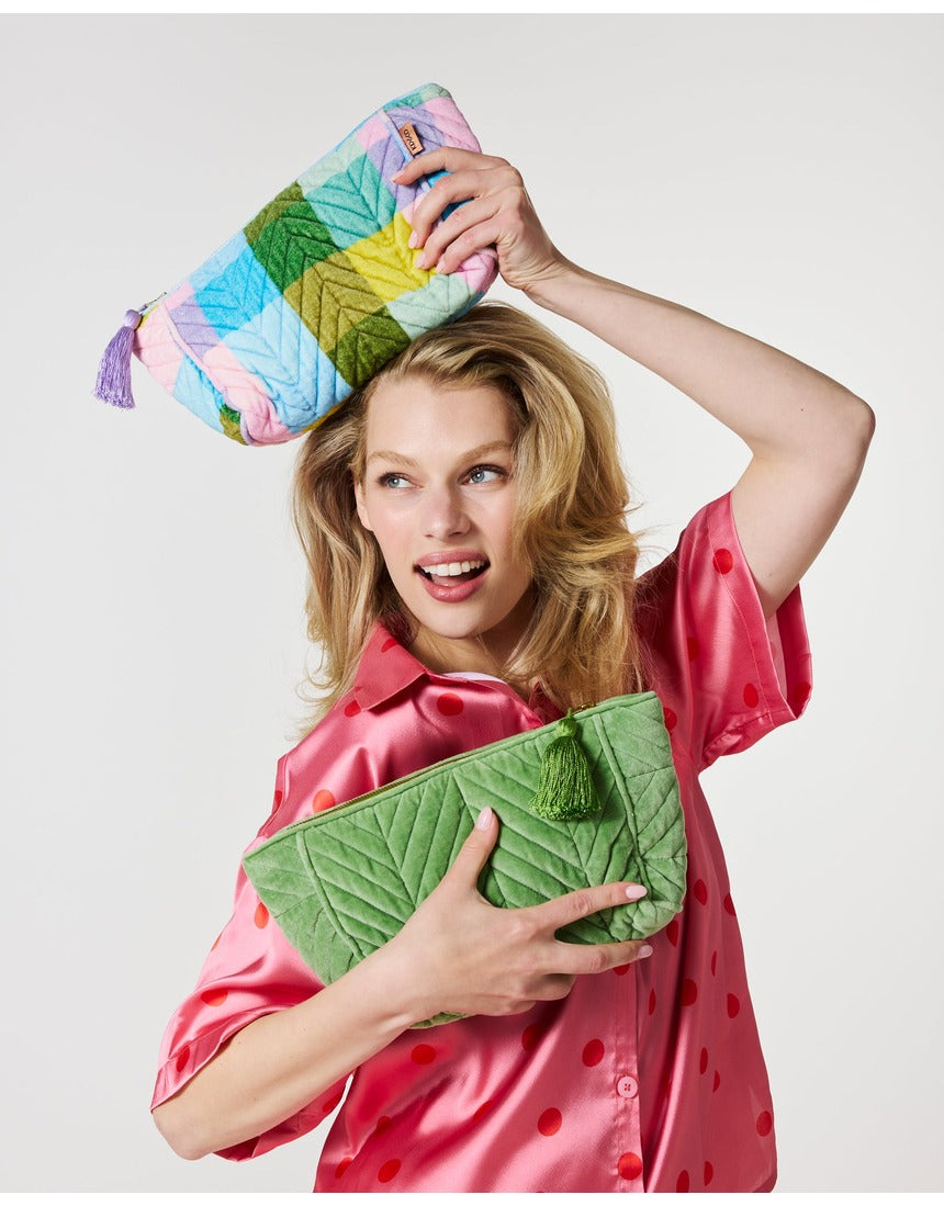 Kip&Co Velvet Toiletry Bag Pesto, image 3