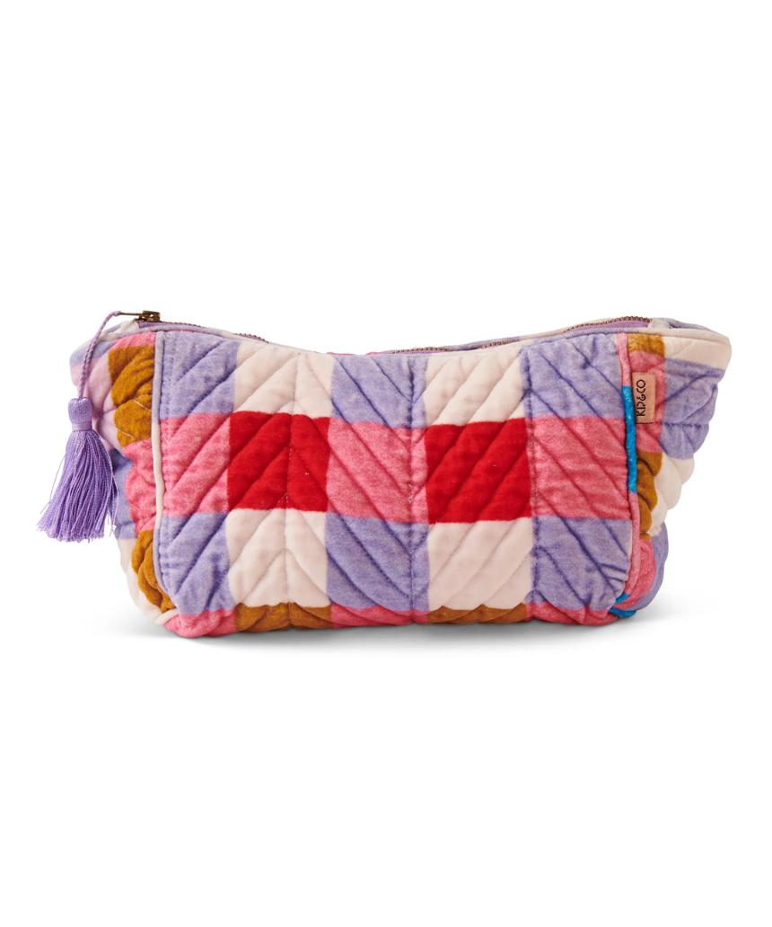 Kip & Co - Summer Check Velvet Toiletry Bag, Accessories, Kip & Co - Say It Sister