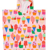 Kip&Co printed kids terry poncho in Gelato color with playful pattern, soft terry fabric, designed for children.