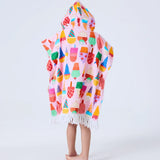 Kip&Co printed kids terry poncho in Gelato design, soft and cozy children's towel wrap with colorful pattern.