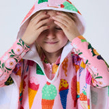 Kip&Co printed kids terry poncho in Gelato with colorful patterns, cozy and soft for children.
