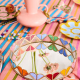 Kip & Co Bon Bon round tray in colorful patterned design, viewed from above