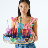 Kip & Co Bon Bon round serving tray with colorful playful pattern