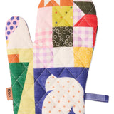 Kip & Co Christmas patchwork oven mitt in festive multicoloured fabric with quilted design