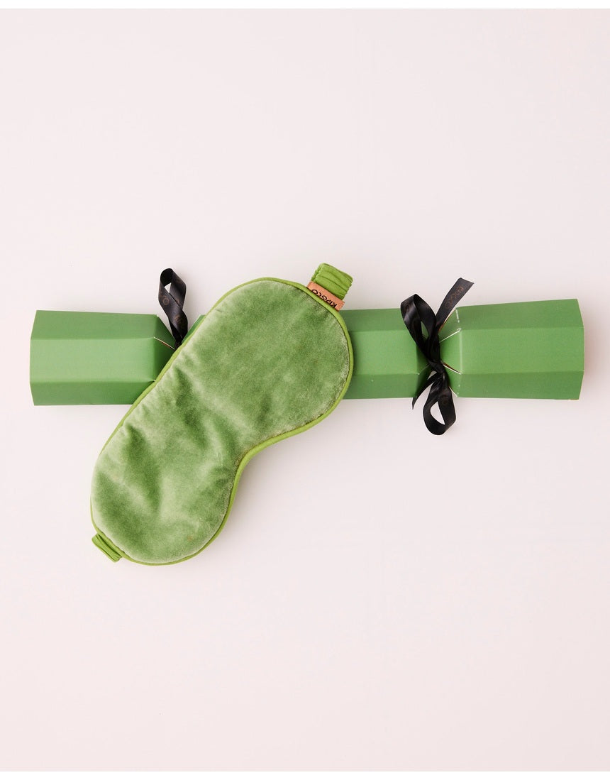Kip & Co Christmas Slumber velvet bon bon eye mask 4-piece set, assorted festive colors